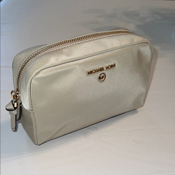 Michael Kors Metallic Cream Cosmetic Bag